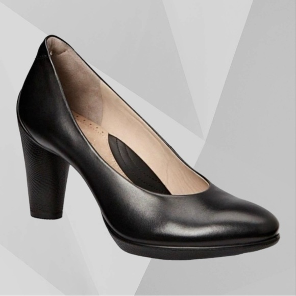 ECCO SCULPTURED 75 CLASSIC BLACK NOIR LEATHER 4” PUMP •SIZE:10/10.5 •WOMENS •NEW - Picture 1 of 13